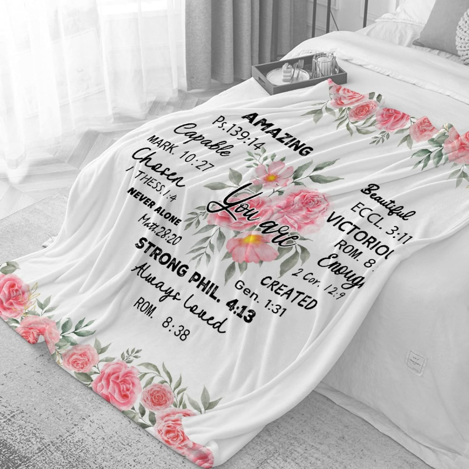 Bible Verse Blanket - Prayer Blankets and Throws with Scriptures - Christian Religious Gifts - Inspirational Thoughts and Religious Throw Blanket - 50"x60" Healing Blanket Gifts for Women Mom