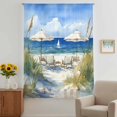 thumbnail image 3 of Coastal Nautical Wave Sheer Curtains 45 Inches Long, Ocean Oil Painting Beach Plant Light Filering Curtains, Breathable Simi Curtain Privacy Drapes for Kitchen Bathroom Small Window Treatment, 3 of 9