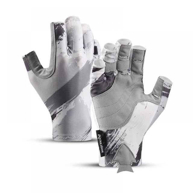 Bangus Fingerless Fishing Gloves,Microfiber-Tech Safeguard,Half-Finger Style for Rowing,Cycling,Gardening