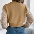 thumbnail image 7 of JYnXIANTI Oversized Sweaters for Women Trendy Color Block Crew Neck Lantern Sleeve Cropped Sweaters Casual Loose Knitted Tops, 7 of 7