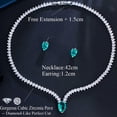 thumbnail image 4 of Chic Green CZ Big Drop Earring Necklace Set for Women Party Collection Jewellery, 4 of 9