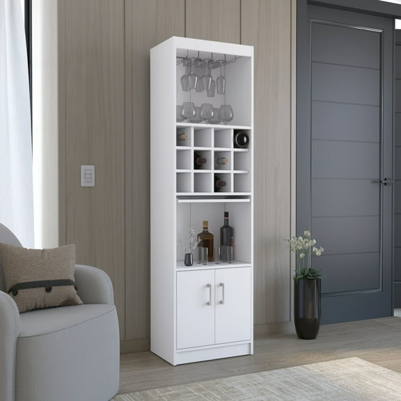 5-shelf Liquor Cabinet, White, Holds 15 Bottles & Extras 74.8 Inches Tall White 5 With 12 Bottle And Storage Space