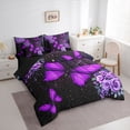 thumbnail image 3 of Homewish Kids Children Flying Butterflies Bedding Comforter Set 7pcs,Bling Starry Sky Glitter Queen Bedding Sets Super Cozy,Chic Floral Flowers Rose Queen Sheet Sets,Ultra Soft Home Decor, 3 of 8