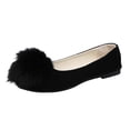 thumbnail image 2 of YTCAMLO Puff Pompom Flats for Women Round Toe Backless Casual Shoes Slip On Soft Comfort Ballet Shoes for Daily Weekend Outings, 2 of 9