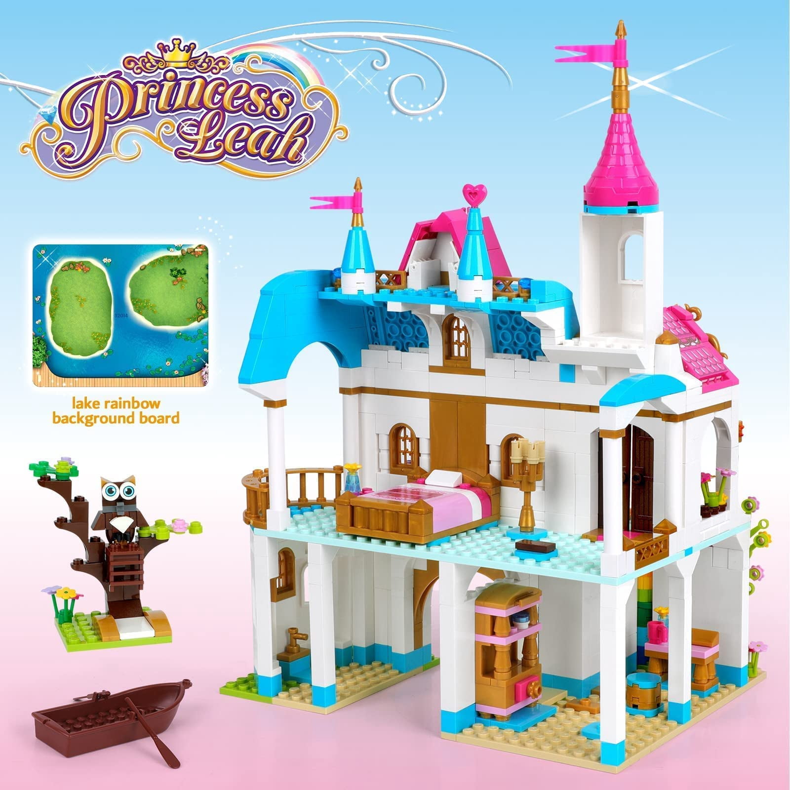 ENP Castle Building Toy Set, 577 Pcs Building Blocks Kit for Girls, Carriage Princess House Building Set, Gifts for Kids 6-12, Pink