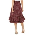 thumbnail image 3 of DARING DIVA Women's Tiered Ruffle Hem Midi Skirt XS Wine Red-Floral, 3 of 7