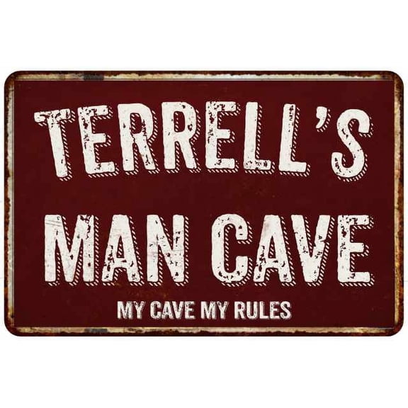 TERRELL'S Man Cave Red Grunge Gift Sign Metal 12x18 Decor 208120003445