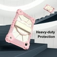 thumbnail image 6 of ELEHOLD Rugged Hybrid Case For Samsung Galaxy Tab S8, with Built-in Kickstand 360° Rotating Handstrap Crossbody Shoulder Strap Shockproof Heavy Duty Case, Rose Gold+Beige, 6 of 9
