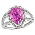 thumbnail image 2 of Star K � Pear Shape 11x8mm Created Pink Sapphire Halo Split Shank Big Stone Ring, 2 of 9