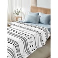 thumbnail image 4 of Twin XL Size Flat Sheet Only, Boho Black White Modern Stripes Soft Brushed Microfiber Bed Sheets, Farmhouse Abstract Art Hotel Quality Breathable Bedding Top Sheet, Easy Care, 66"x102", 4 of 9