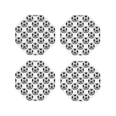 

Tideii Happy Soccer for Leather Coasters 4 Pieces Anti-fouling and Anti-scalding Decorative Coasters Suitable for Restaurants Kitchens Coffee Shops-Octagon