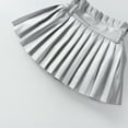 thumbnail image 6 of WOYY Little Girls High Waist Pu Leather Pleated Skirt with Liner Shorts, Sizes 1-14, 6 of 8