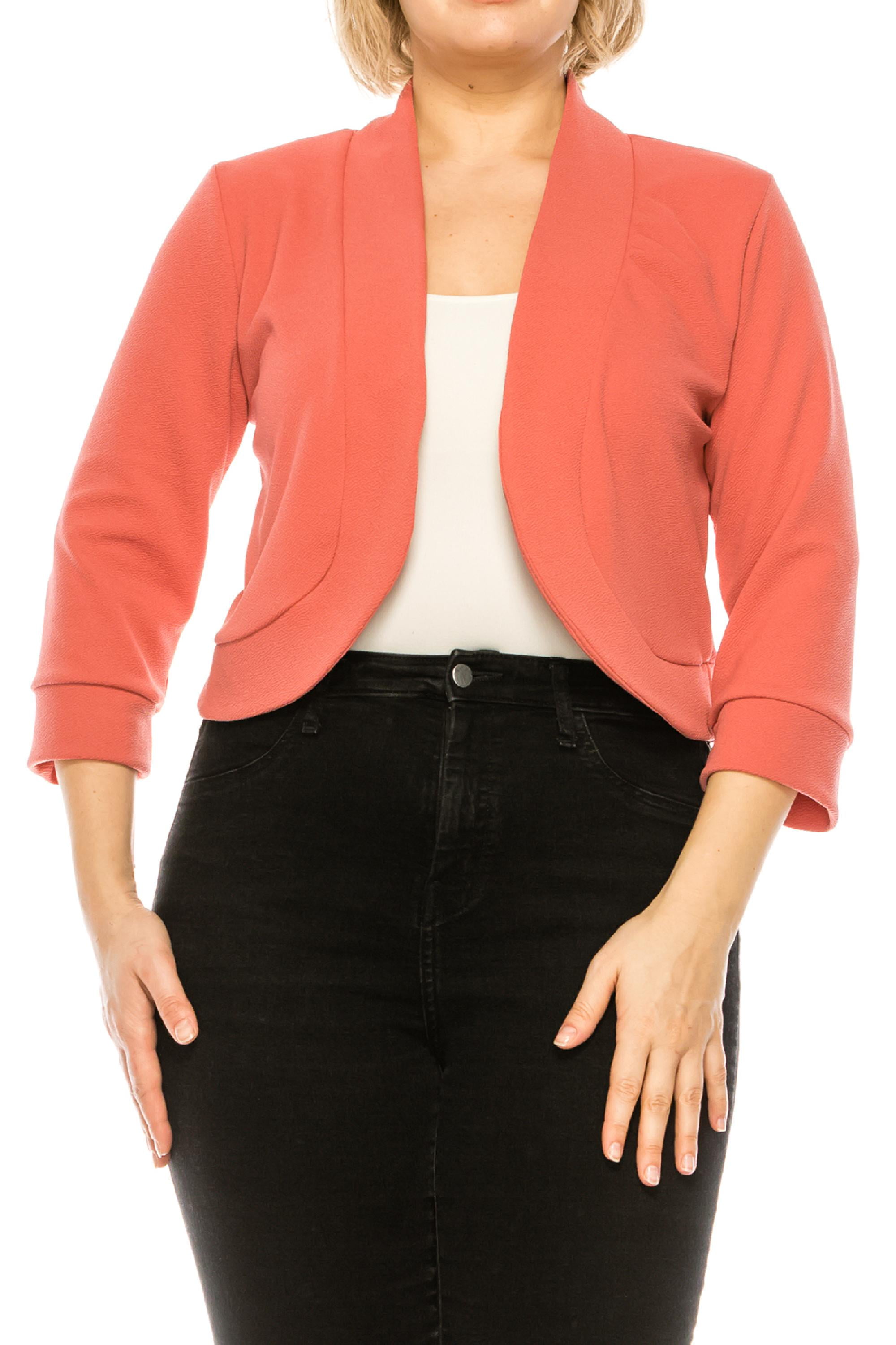 Plaid Shirts for Women Plus Size 3/4 Sleeve Button Up Shirt Lightweight Lapel Jacket Open Front Cardigan 