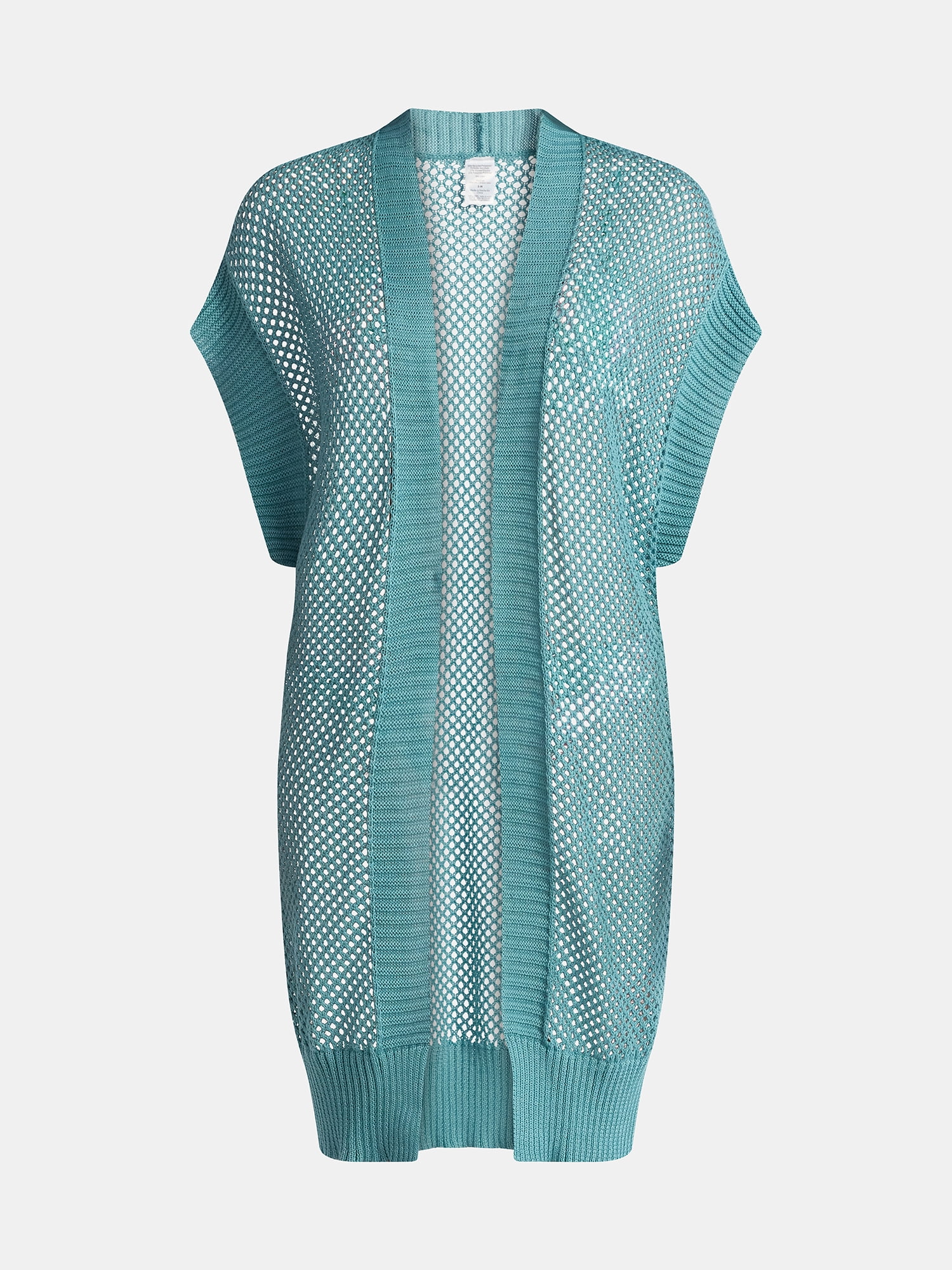 Time and Tru Women's Open Front Crochet Ruana, Sizes S-3XL