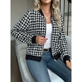 thumbnail image 5 of Womens Houndstooth Zip Up Jacket Casual Wool Coats Fashion Fall Outfits for Women Black XL, 5 of 9