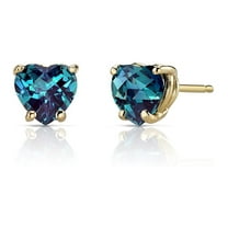 Paris Jewelry 18k Yellow Gold Plated 3 Ct Heart Created Alexandrite Stud Earrings Jewelry Gift for Women