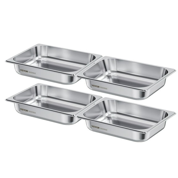4 Pack Stainless Steel Half Size Steam Table Pan 2.5 Inch Deep Anti Jam Reusable Rustproof Catering Storage for Home Party Restaurant Hotel Buffet