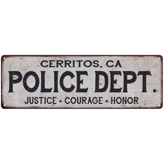 CERRITOS, CA POLICE DEPT. Home Decor Metal Sign Gift 6x18 206180012750