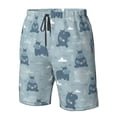 thumbnail image 5 of Kdxio Cute Hippopotamus Pattern Mens Casual Shorts - Drawstring Summer Beach Sports Shorts for Men, 5 of 9