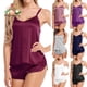 thumbnail image 2 of Women Sexy Pajamas Set Simulation Silk Thin Pajamas Set V-neck Camisole Sleeveless Shorts Female Pajamas pangjing, 2 of 4