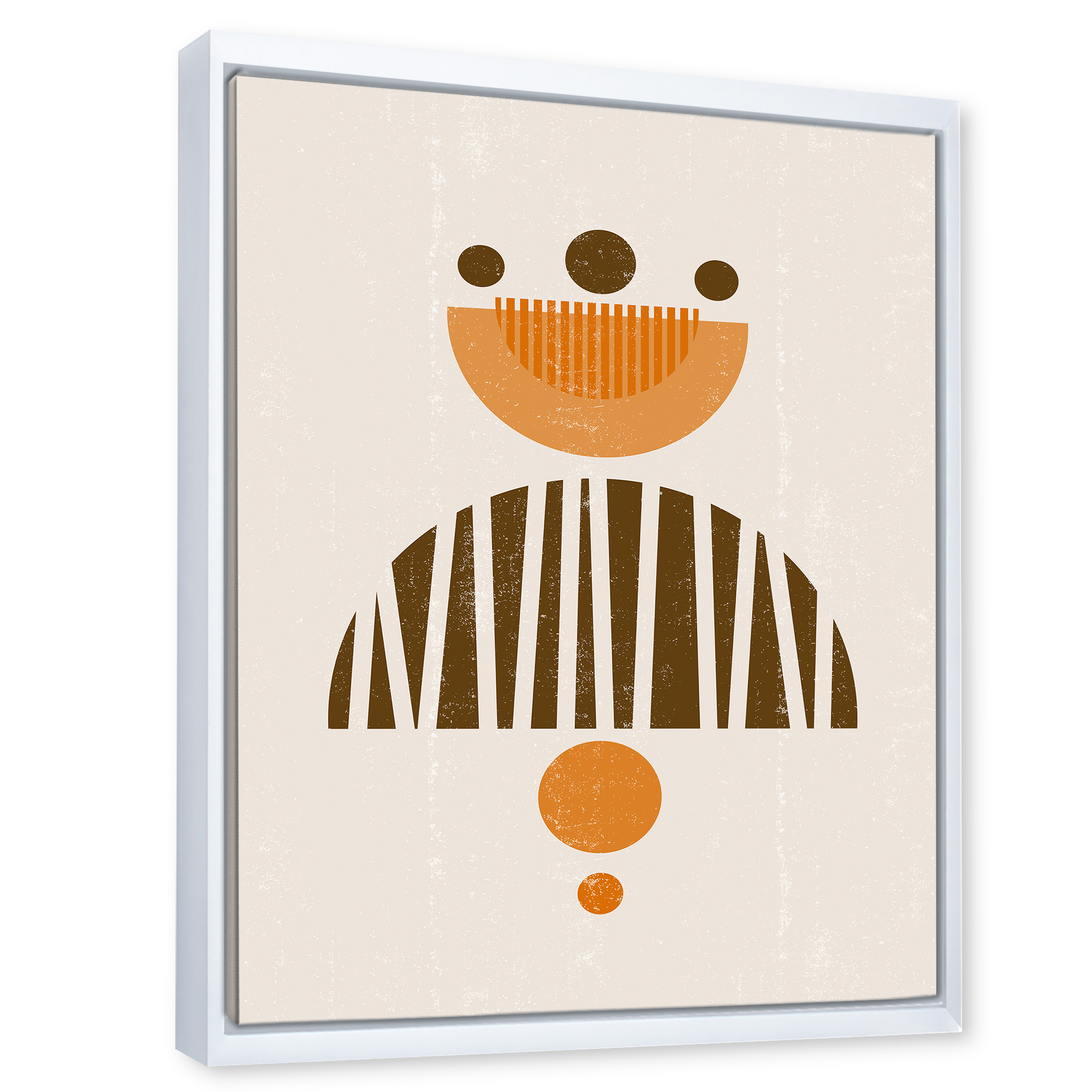 Designart 'Abstract Minimal Moon and Sun In Earth Tones IV' Modern Framed Canvas Wall Art Print