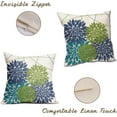 thumbnail image 3 of Green Navy Blue Pillow Covers 18x18 Inch, Sage Green Dahlia Flower Print Throw Pillow Covers Outdoor Decor Linen Cushion Case for Home Living Room Sofa Couch Bed, Set of 2, 3 of 6