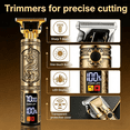 thumbnail image 2 of LARGNER Elite Series 2-in-1 Professional Barber Hair Clippers for Men, Standard Cordless Home Haircut Kit & Beard Trimmer, Vintage Metal, Gold, 2 of 8