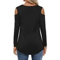 thumbnail image 4 of MEICHEN Spring and Summer Women's Clothing Color Cotton Fashion Solid Color Strapless Long Sleeved T Shirt, 4 of 6