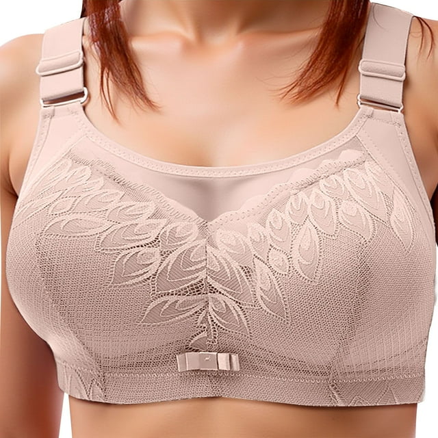 Bmisegm Comfortable Wireless Bras for Women Full Coverage Lace Bra Plus Size Support Bra for Daily Wear Everyday Style Versatile Fit for All Seasons Grey 44
