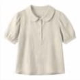 thumbnail image 5 of DailyChi Summer Sales Under $ 5 Women Linen Doll Collar Shirt Puff Sleeve Blouse Short Sleeve Loose Casual Summer Top, 5 of 9