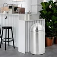 thumbnail image 4 of Garvee Commercial Classic Outdoor/Indoor Trash Can With Push Lid, Round, 13-Gallon, Stainless Steel Garbage Container Trash Bin For Lobby, Office, Restroom, 4 of 6