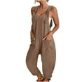 thumbnail image 2 of Black & Friday Deals Usmixi Jumpsuits for Women Dressy Fashion Adjustable Strap Comfy Loose Long Jumpsuits Overalls with Pocket Summer V-Neck Sleeveless Solid Maxi Formal Rompers Coffee xxl, 2 of 6