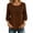 Coffee, variant on Giftesty Women Boho Floral Embroidered Cotton Linen Blouse, Round Neck 3/4 Elastic Puff Sleeve Loose Casual Solid Top