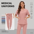 thumbnail image 2 of VIAOLI Women's Jogger Scrub Set -  Soft Stretch V-Neck Top & Elastic Waist Pants Uniform, 8 Colors, 2 of 6