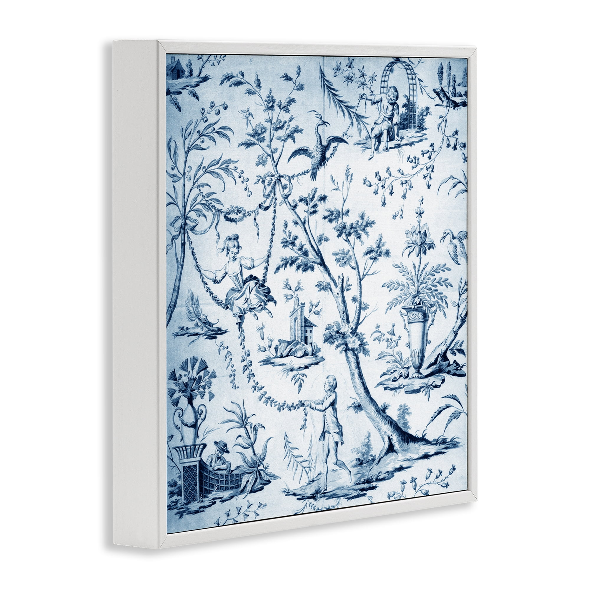 Vintage Toile Scene White Framed Giclee Art, design by Vintage Hustle