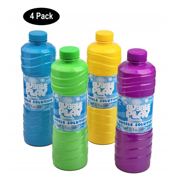 BubblePlay Bubble Solution Refill Bubbles for Kids, 4 Bottles of 32 OZ