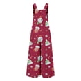 thumbnail image 4 of Christmas Womens Jumpsuits Snowflake Printed Rompers Spaghetti Strap Jumpsuits Santa Outfits Loose Overalls with Pocket, 4 of 5