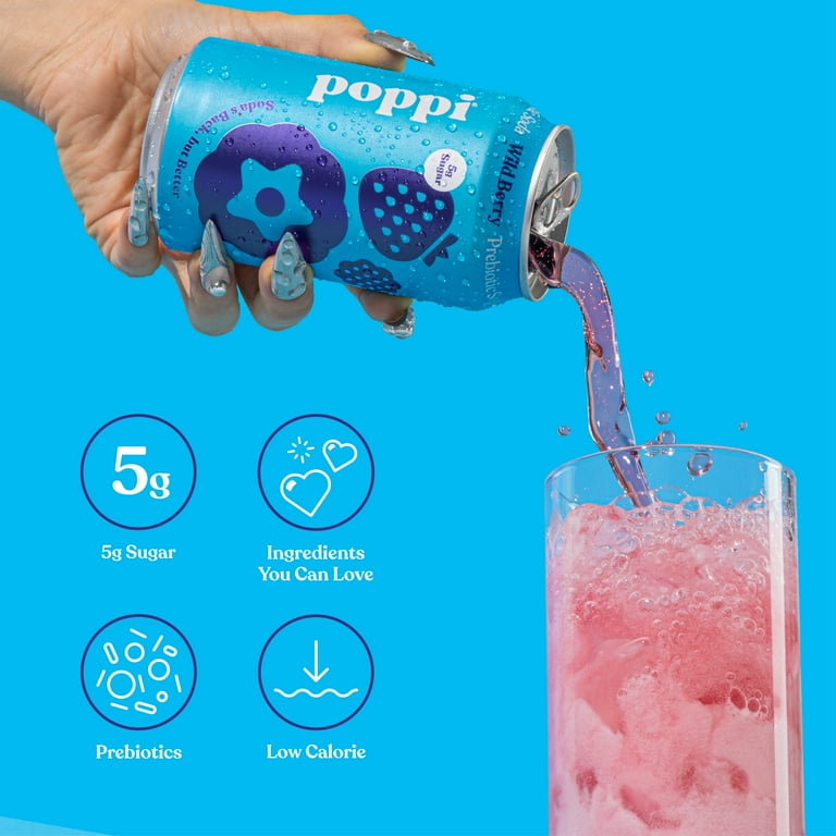 Poppi Wild Berry Prebiotic Soda, 12 oz, 12 Cans photo 5