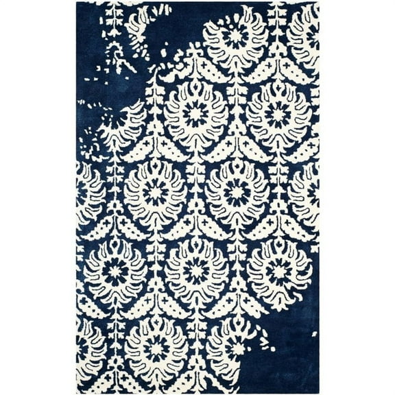 SAFAVIEH Bella Zlata Geometric Wool Area Rug, Navy/Ivory, 6' x 9'