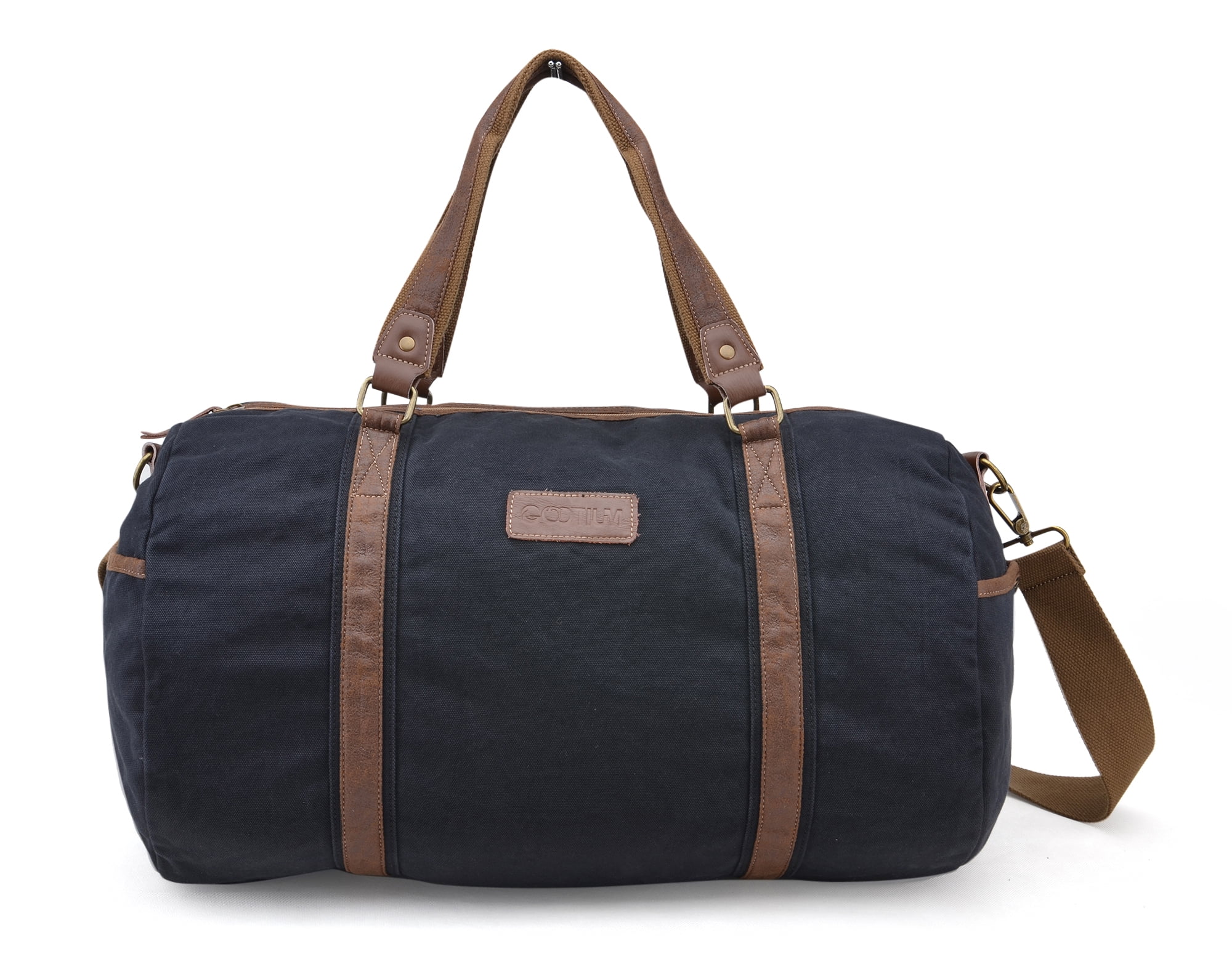 Gootium Vintage Canvas Duffel Bag Travel Tote Shoulder Gym Bag Weekend Bag, Black Large ...