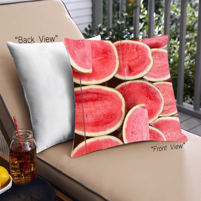Ahgly Company Coussin d'Extérieur Melon D\'eau, 18 Pouces par 18 Pouces