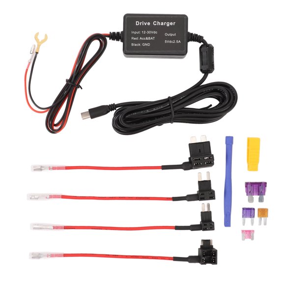 MAYUJIAA Dash Cam Hardwire Kit 12V 30V to 5V Low Voltage Protection USB Type C Hard Wiring Kit for GPS Power Supply Radar Detectors QM321-6733
