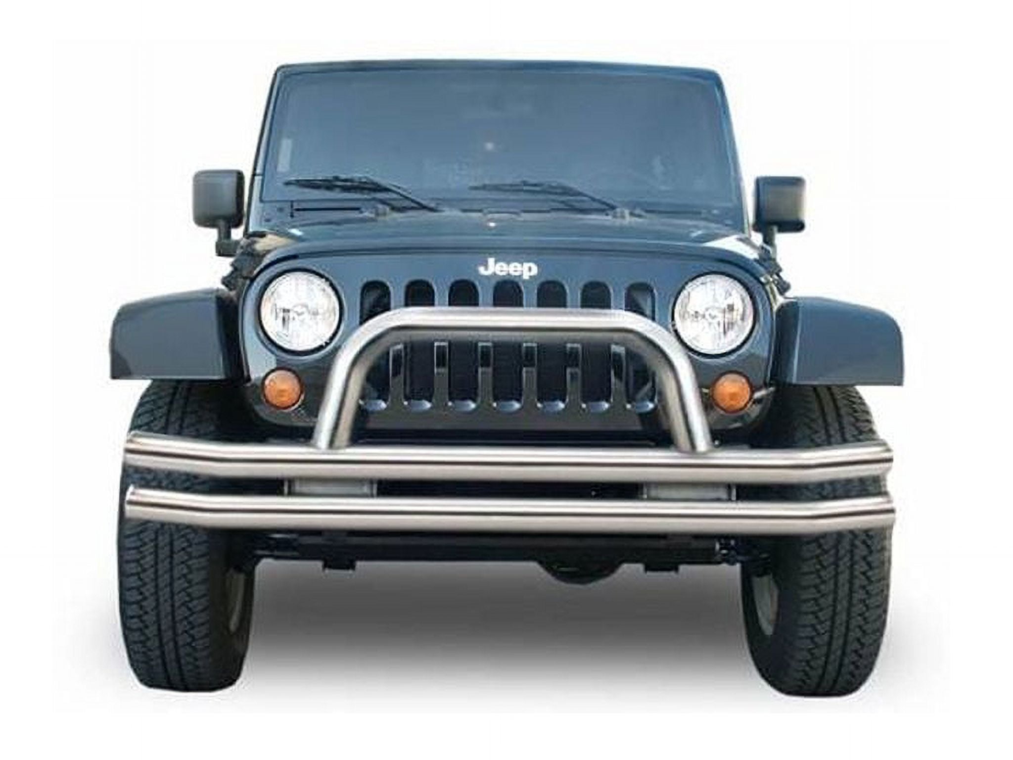 Rampage by RealTruck Front Tubular Bumper for Jeep Wrangler JK/JL | Light Pod, Stinger, Steel, Textured Black | 88625 | Compatible with 2007 - 2018 Jeep Wrangler JK, 2018 - 2022 Wrangler JL