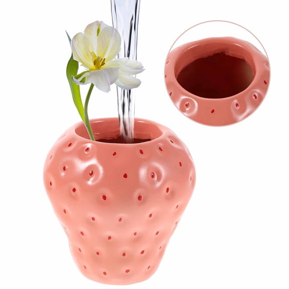 LOLIPPYY Strawberry Resin Vase, Decorative Centerpiece for Living Room and Home Decor
