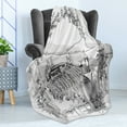 thumbnail image 4 of Sketchy Soft Flannel Fleece Blanket, Aerial View of Valley with House and Winery Elements Italian Mediterranean Art, Cozy Plush for Indoor and Outdoor Use, 60" x 80", Pale Grey Black, by Ambesonne, 4 of 5