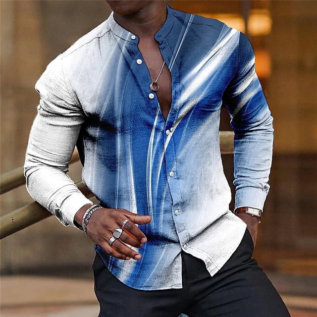 Camisa de moda con diseño geométrico a rayas de colores, nuevo elemento popular, informal, para fiestas al aire libre, material suave y cómodo 2024