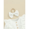 thumbnail image 6 of Musuos Baby Girls Cute Ruffle Romper 3M 6M 9M 12M Long Sleeve Crew Neck Button Up Bodysuit with Headband for Fall Infant Clothes, 6 of 10