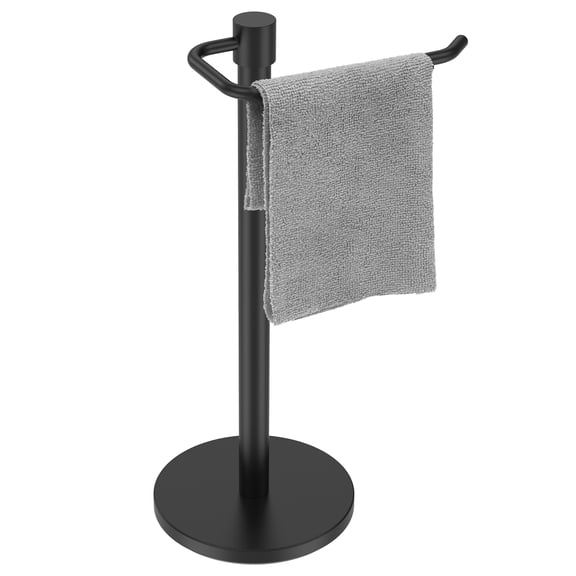 Hand Towel Holder Stand Countertop Wipe Cloth Rack Standing Towel Bar Hanger for Bathroom Kitchen Matte Black Stainless Steel