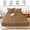 thumbnail image 5 of Twin XL Size Fitted Sheet Set - Vintage Rattan 2 Piece Bedding Sets 16" Deep Pocket Fitted Sheet with 1 Pillowcases, Minimalist Abstract Wicker Texture Brown Brushed Microfiber Hotel Bed Sheets, 5 of 9