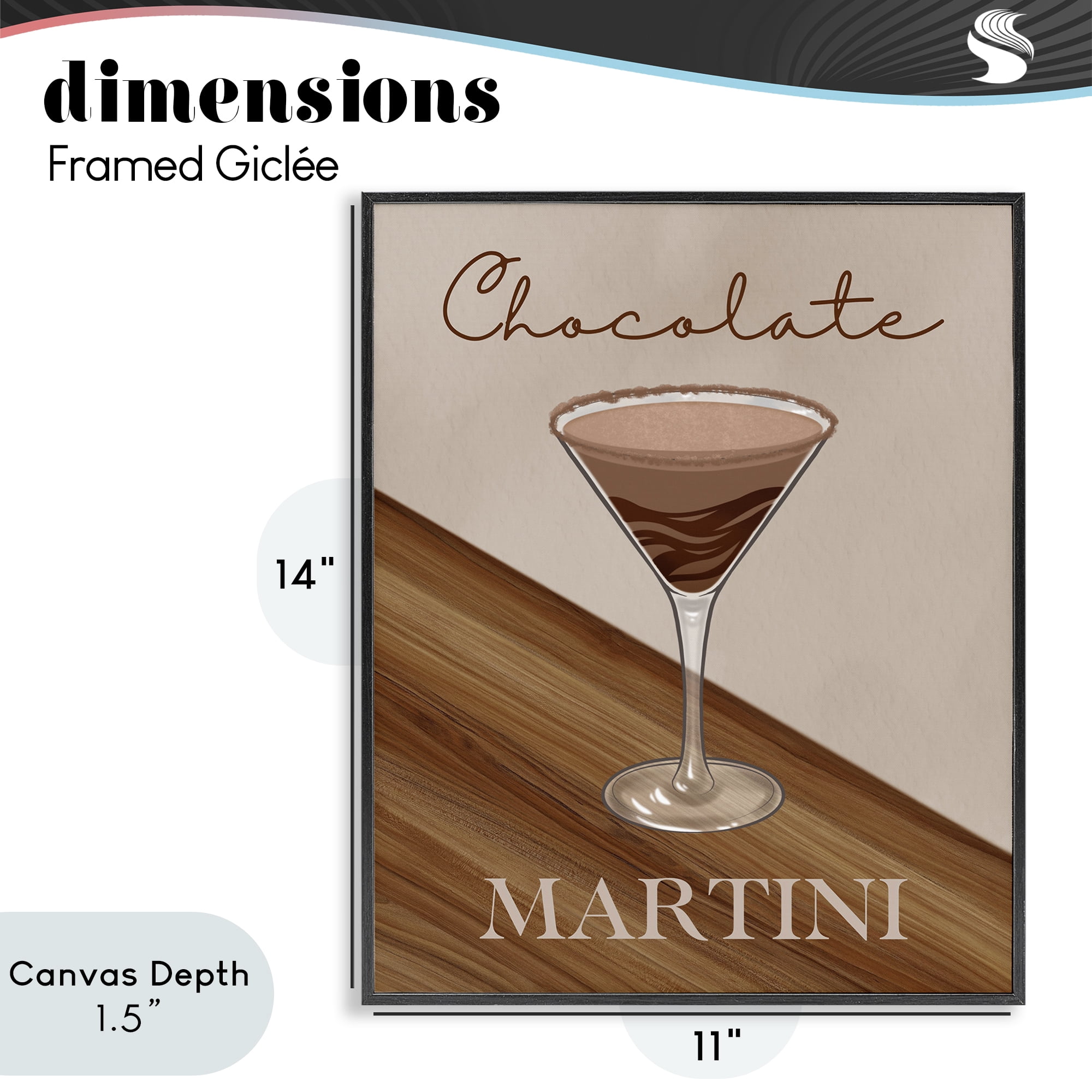 Stupell Industries Chocolate Martini on Brown Black Framed Giclee Art, design by Marcus Prime